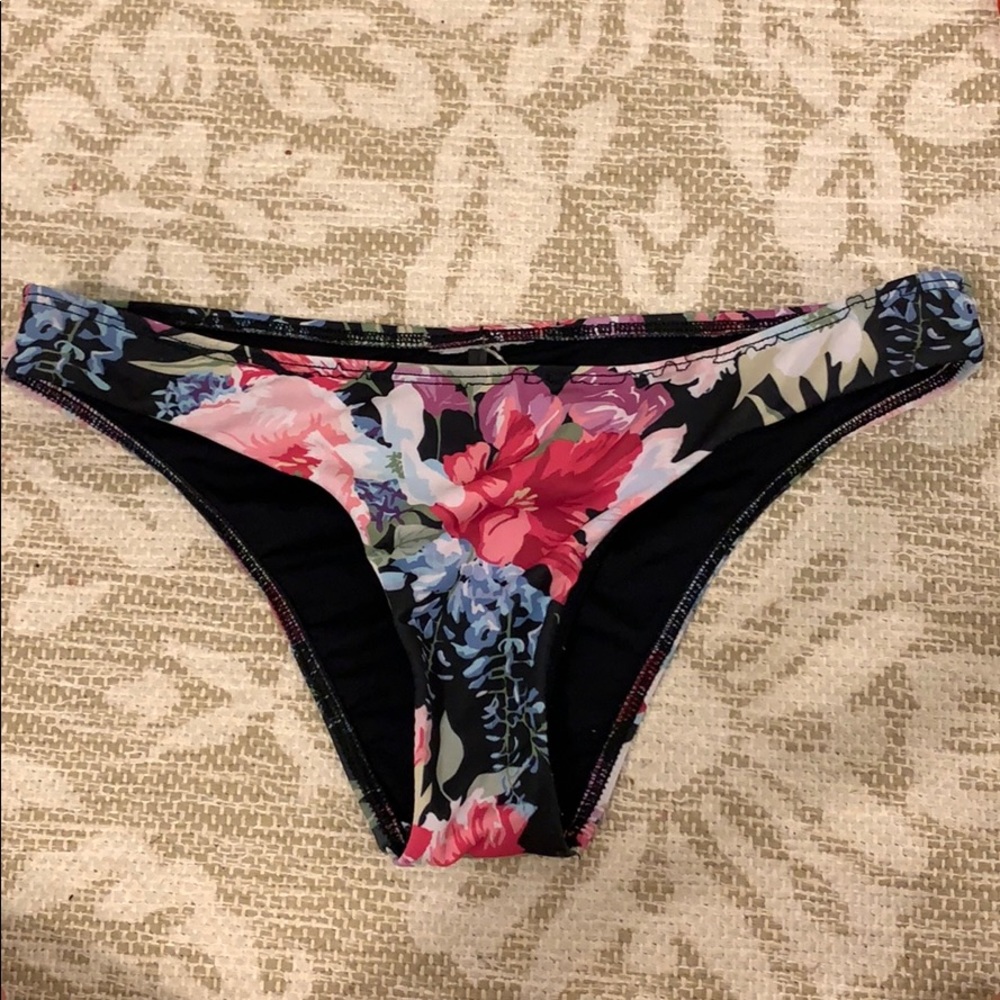 Peony Swimwear Black Floral Bottoms